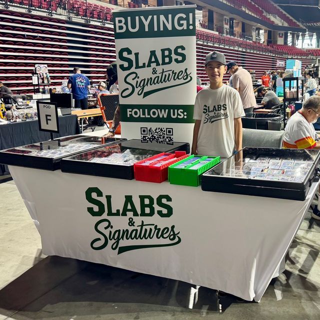 Our first vending booth at the Space City Card Show in Rosenberg