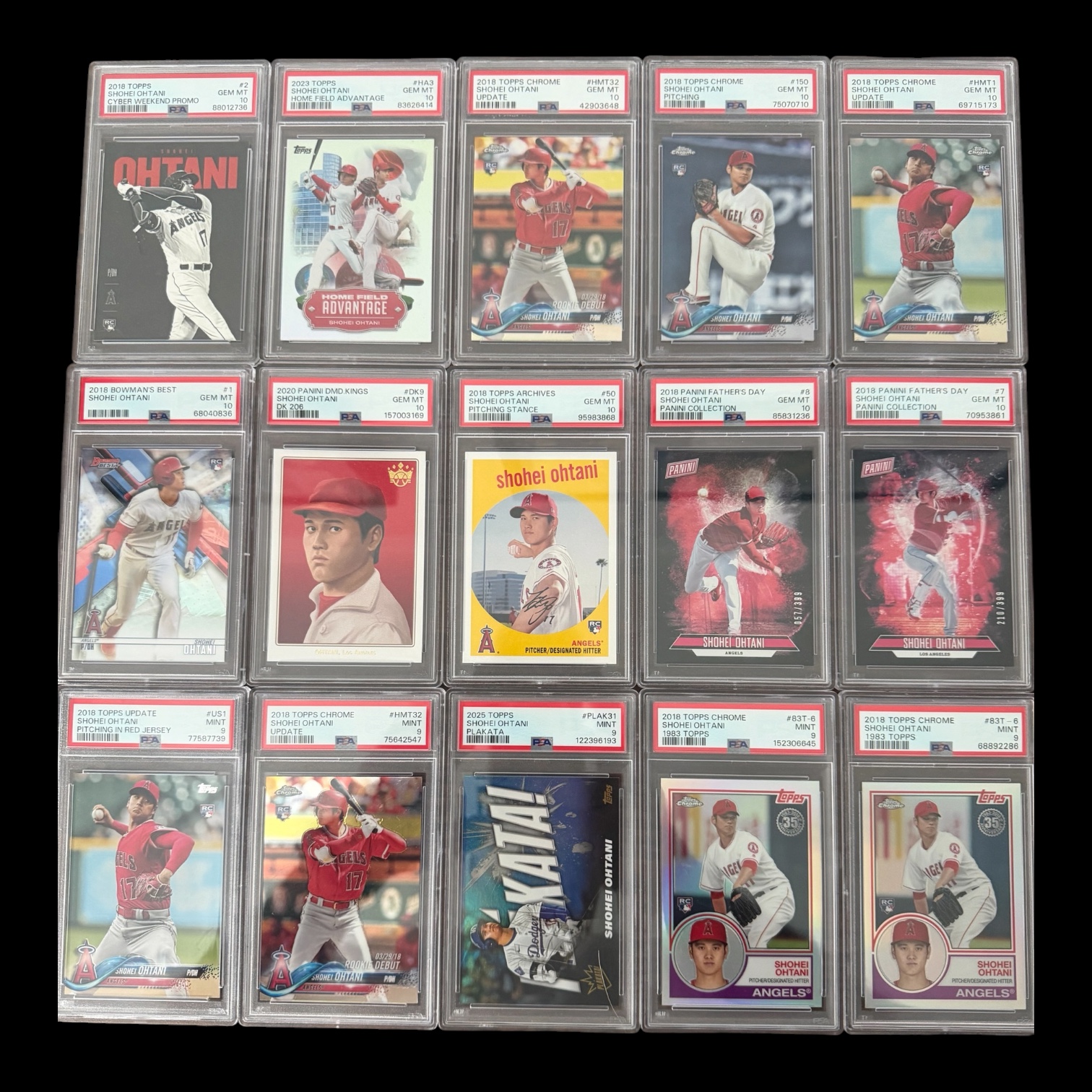 Graded Shohei Ohtani cards bought at the Space City Card Show in Houston, June 2026