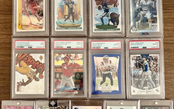 PSA 8 Michael Jordan rookie sticker and Ohtani rookie picked up at the Conroe Card Show, May 2026