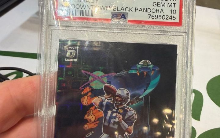 Raw Shohei Ohtani rookie lot and a Tom Brady PSA 10 Black Pandora Downtown at the Katy Card Show, April 2026