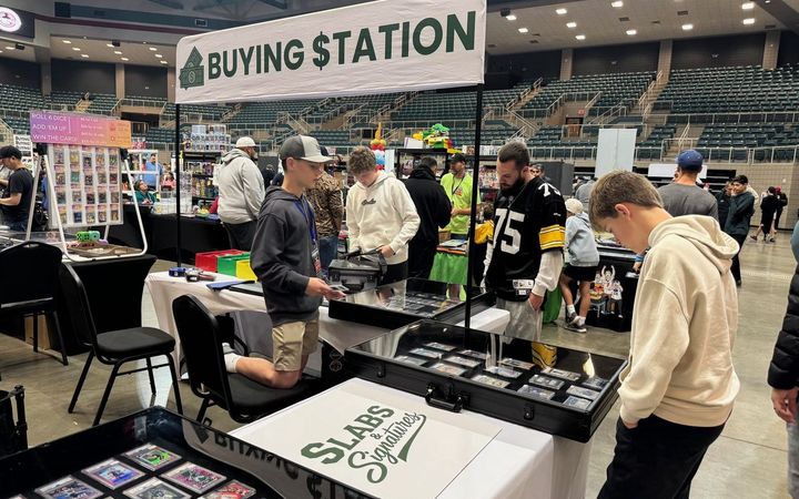 Slabs & Signatures booth at the Katy Card Show, December 2025