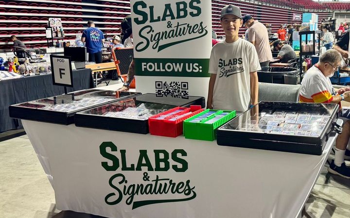 Slabs & Signatures booth at the Space City Card Show in Rosenberg, August 2025