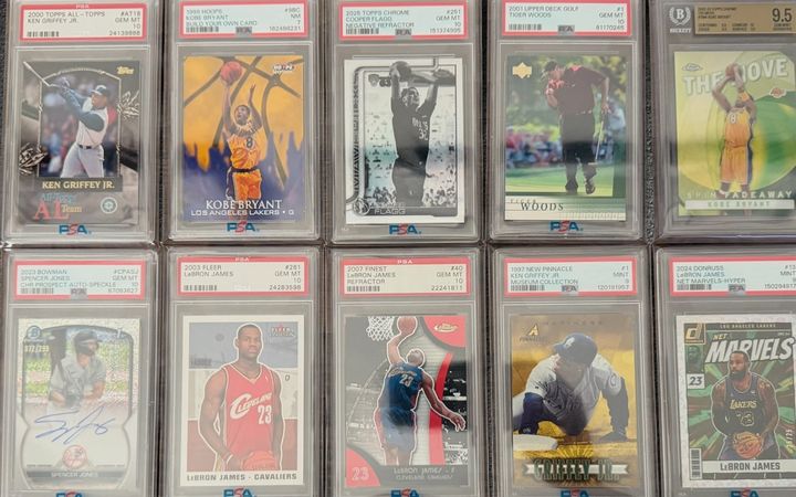 Graded slabs bought at The Wood Card Show, September 2026, including LeBron James rookies, Kobe Bryant, Ken Griffey Jr, Cooper Flagg and Tiger Woods